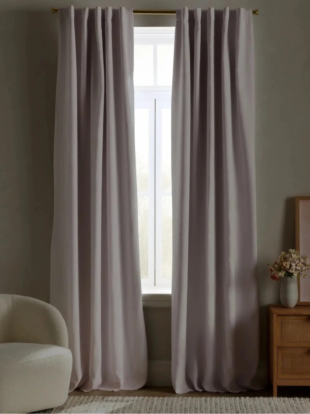 NWT QUINCE Set 2 48x84 European Linen True Blackout Curtains Vintage Blush 9081